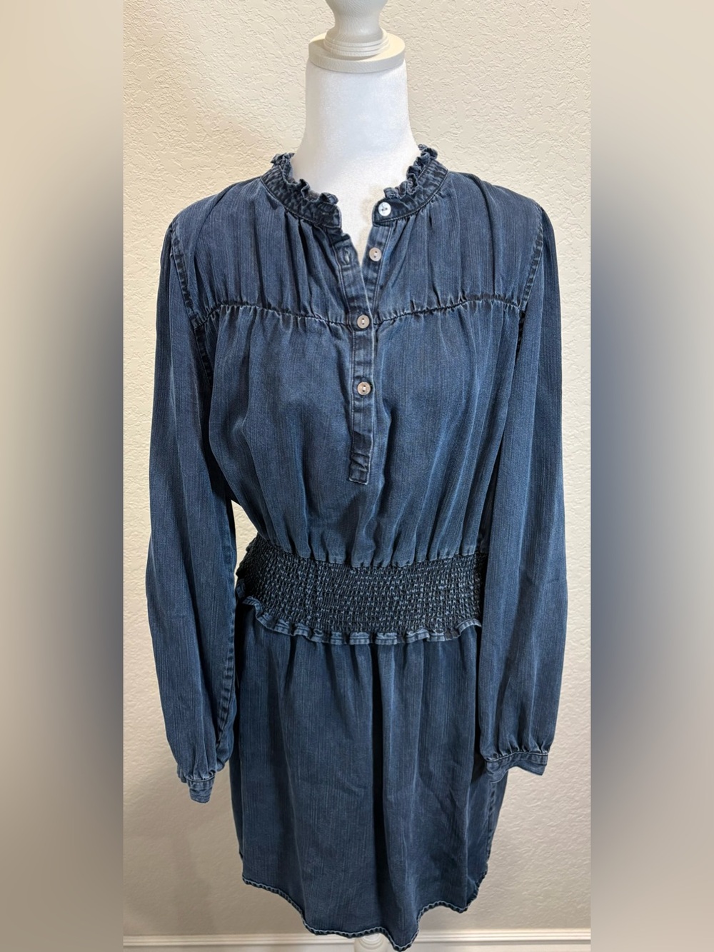 Rails Shawna Dark Vintage Tencel Smocked Mini Dress M